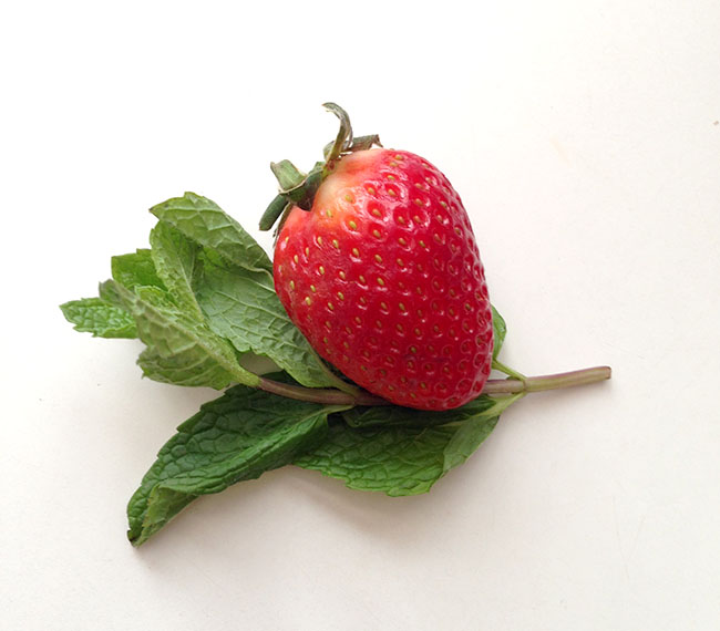 strawberry with mint leaf